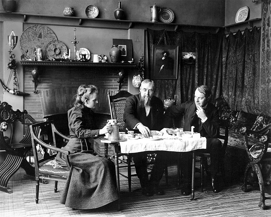 Frances Benjamin Johnston tomando té con Elbert Hubbard. Washington, 1900. Biblioteca del Congreso