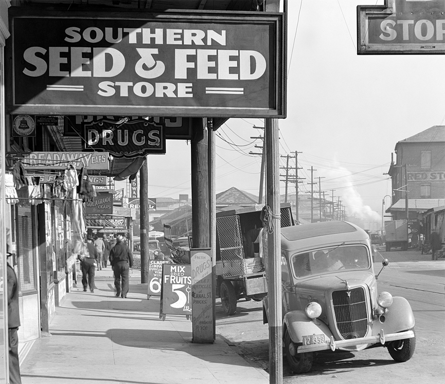 Escena callejera en New Orleans. Louisiana, 1935. Libreria del Congreso