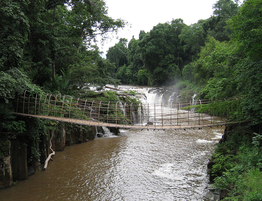 Puente colgante de bambú en Pa Suam. Kyle Taylor