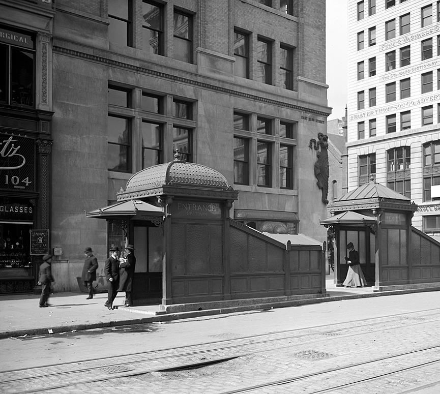 Accesos de entrada al metro de Nueva York, 1905. Biblioteca del Congreso