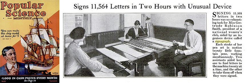 Signagraph de 20 plumas, mayo de 1926. Popular Science
