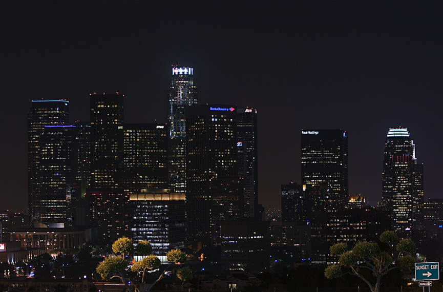 Skyline de Los Angeles, realizada desde el Dodger Stadium. Drewpost