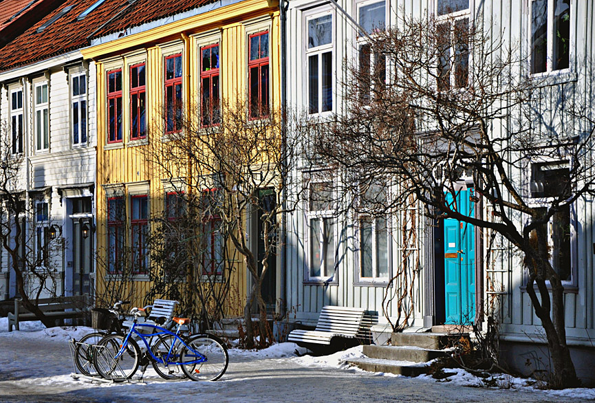Casas tradicionales de madera en el centro de Trondheim, Noruega. Martin Ystenes