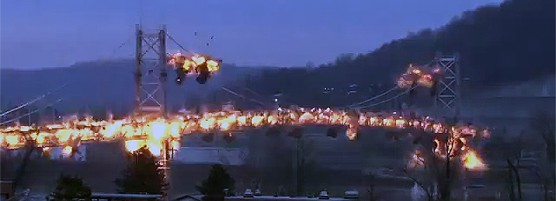 La demolición del puente de Fort Steuben